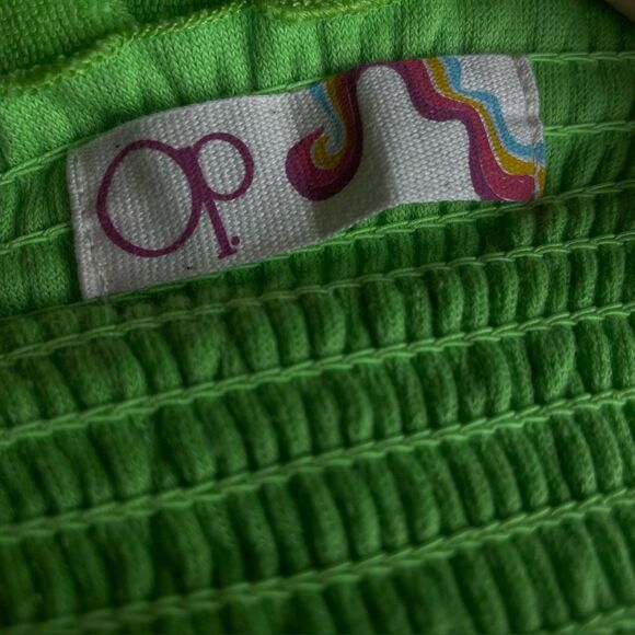 Y2K Terry Towel Dress Cover up Neon Green ,Strapless - Picture 6 of 7